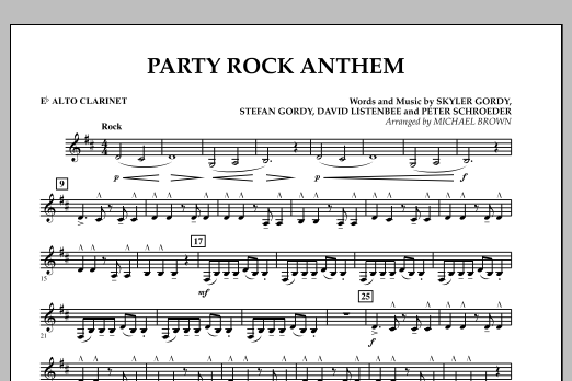 Michael Brown Party Rock Anthem - Eb Alto Clarinet sheet music preview music notes and score for Concert Band including 1 page(s)