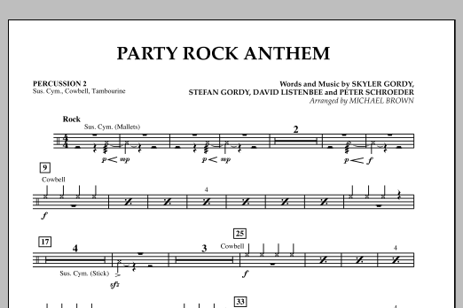 Michael Brown Party Rock Anthem - Percussion 2 sheet music preview music notes and score for Concert Band including 1 page(s)