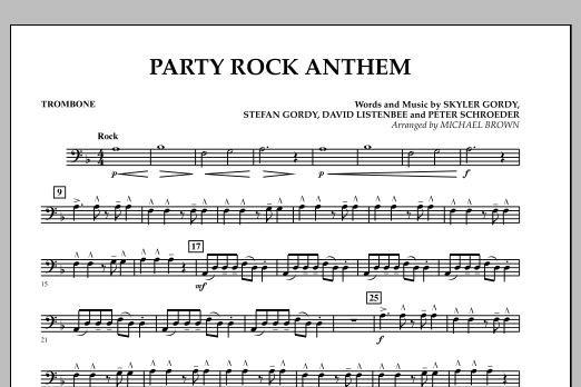 Michael Brown Party Rock Anthem - Trombone sheet music preview music notes and score for Concert Band including 1 page(s)