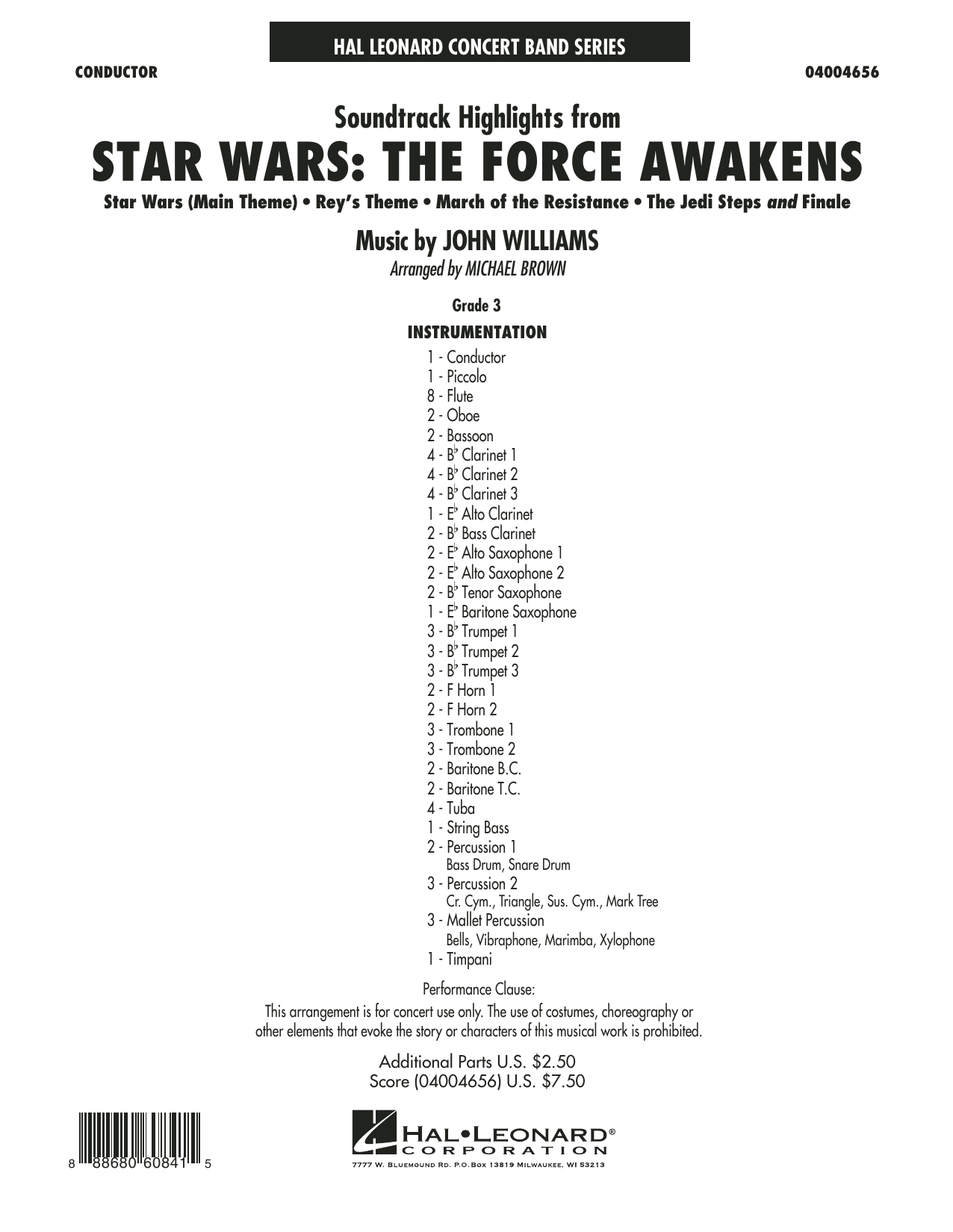 Learn to play Michael Brown Soundtrack Highlights from Star Wars: The Force Awakens - Conductor Score (Full Score) sheet music for Concert Band in minutes. Michael Brown Soundtrack Highlights from Star Wars: The Force Awakens - Conductor Score (Full Score) sheet music preview music notes and score for Concert Band including 24 page(s)