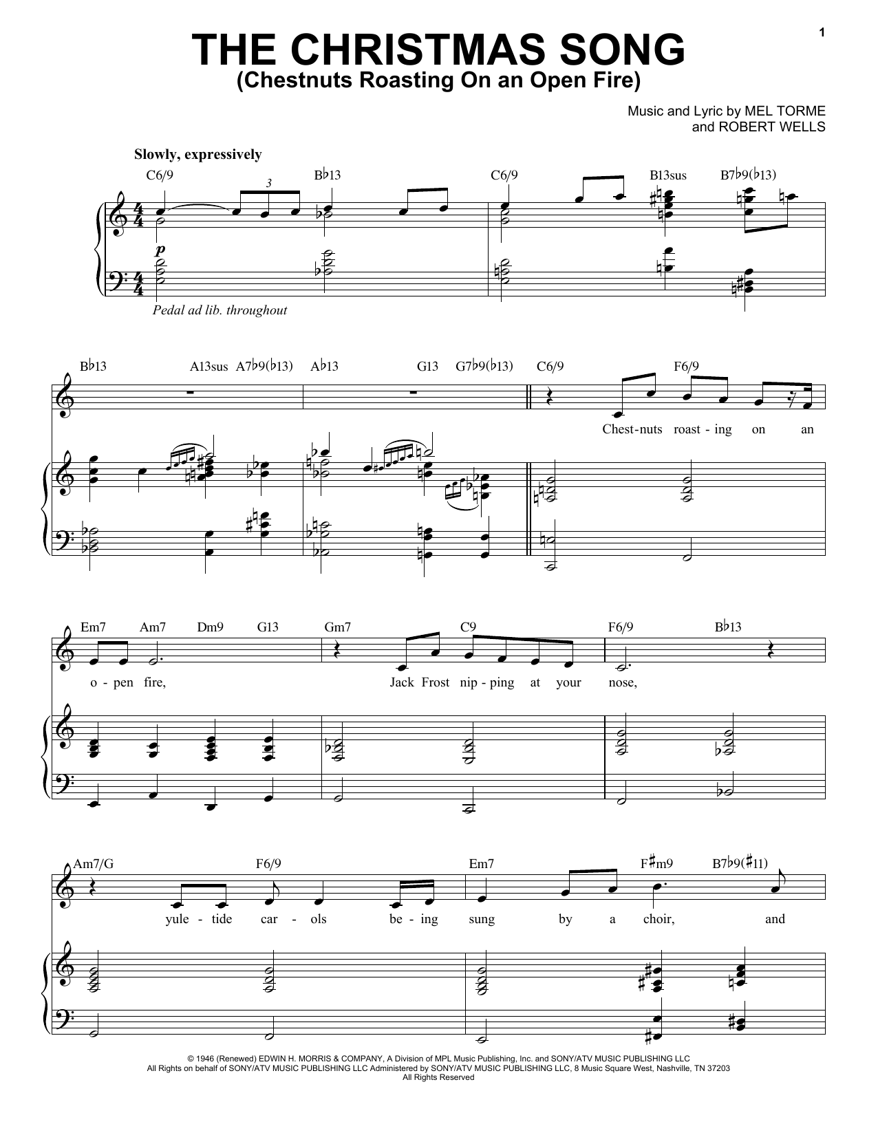 Michael Buble The Christmas Song (Chestnuts Roasting On An Open Fire) sheet music preview music notes and score for Piano, Vocal & Guitar (Right-Hand Melody) including 6 page(s)