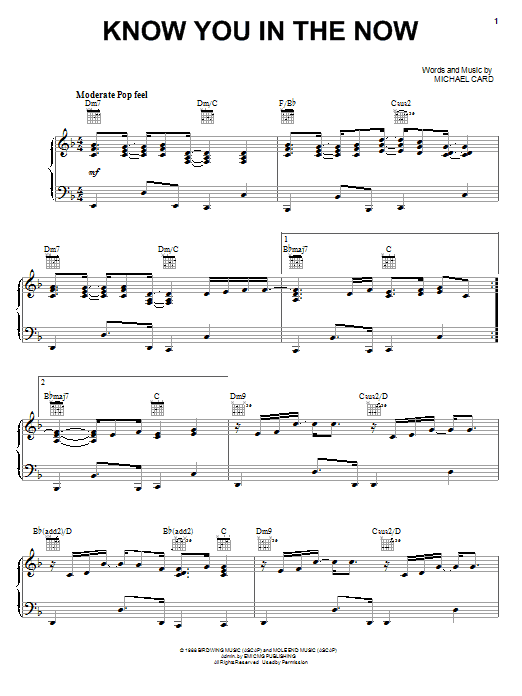 Learn to play Michael Card Know You In The Now sheet music for Piano, Vocal & Guitar (Right-Hand Melody) in minutes. Michael Card Know You In The Now sheet music notes and chords