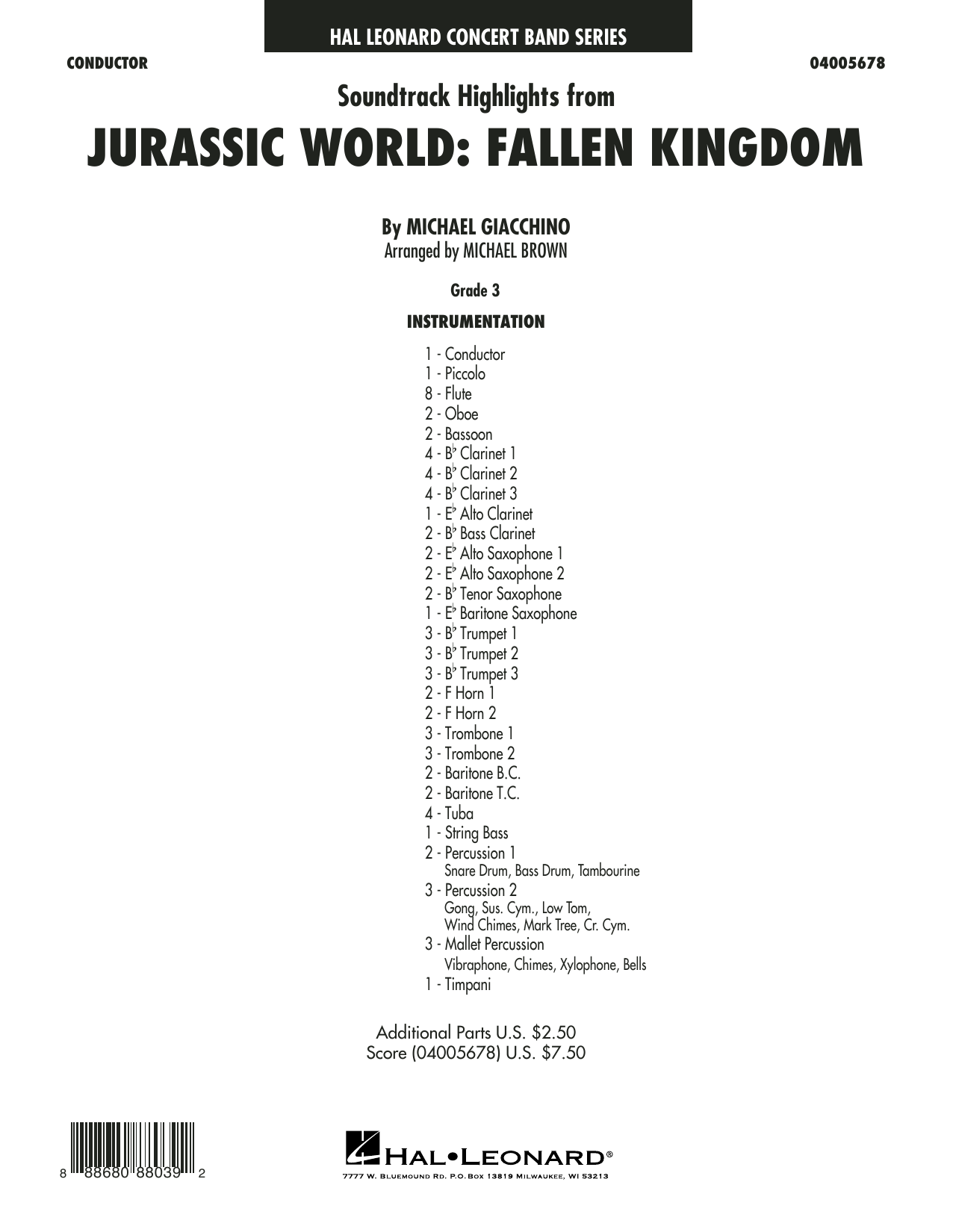 Learn to play Michael Giacchino Highlights from Jurassic World: Fallen Kingdom (arr. Michael Brown) - Conductor Score (Full Score) sheet music for Concert Band in minutes. Michael Giacchino Highlights from Jurassic World: Fallen Kingdom (arr. Michael Brown) - Conductor Score (Full Score) sheet music preview music notes and score for Concert Band including 19 page(s)