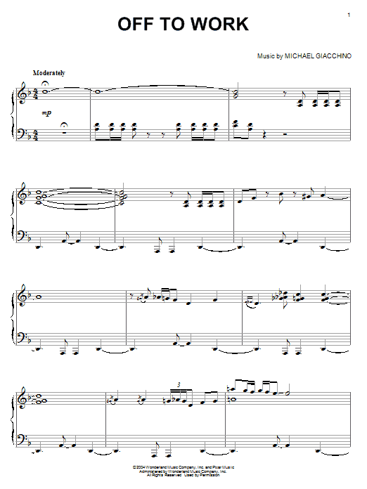 Learn to play Michael Giacchino Off To Work (from The Incredibles) sheet music for Piano in minutes. Michael Giacchino Off To Work (from The Incredibles) sheet music notes and chords
