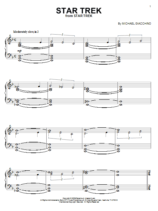 Learn to play Michael Giacchino Star Trek sheet music for Piano in minutes. Michael Giacchino Star Trek sheet music preview music notes and score for Piano including 3 page(s)