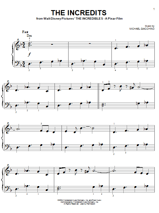 Learn to play Michael Giacchino The Incredits sheet music for Piano in minutes. Michael Giacchino The Incredits sheet music preview music notes and score for Piano including 5 page(s)