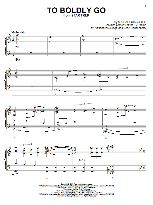Learn to play Michael Giacchino To Boldly Go sheet music for Piano in minutes. Michael Giacchino To Boldly Go sheet music preview music notes and score for Piano including 7 page(s)