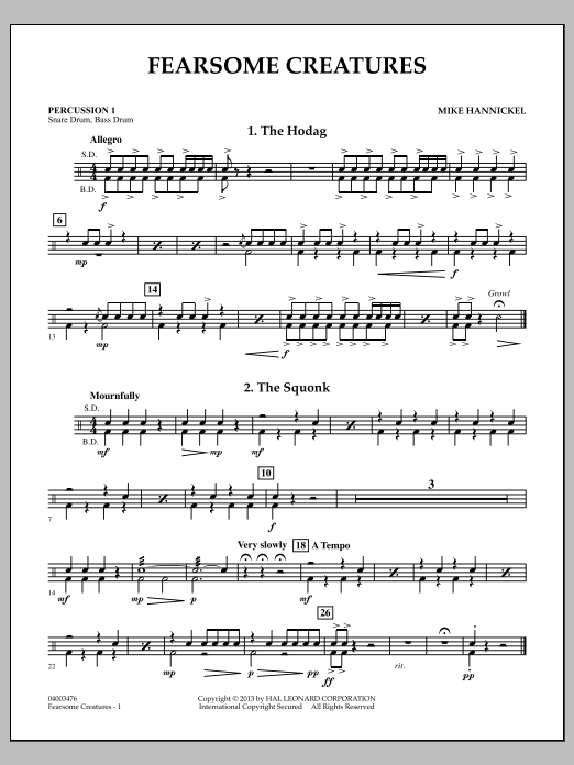 Learn to play Michael Hannickel Fearsome Creatures - Percussion 1 sheet music for Concert Band in minutes. Michael Hannickel Fearsome Creatures - Percussion 1 sheet music notes and chords