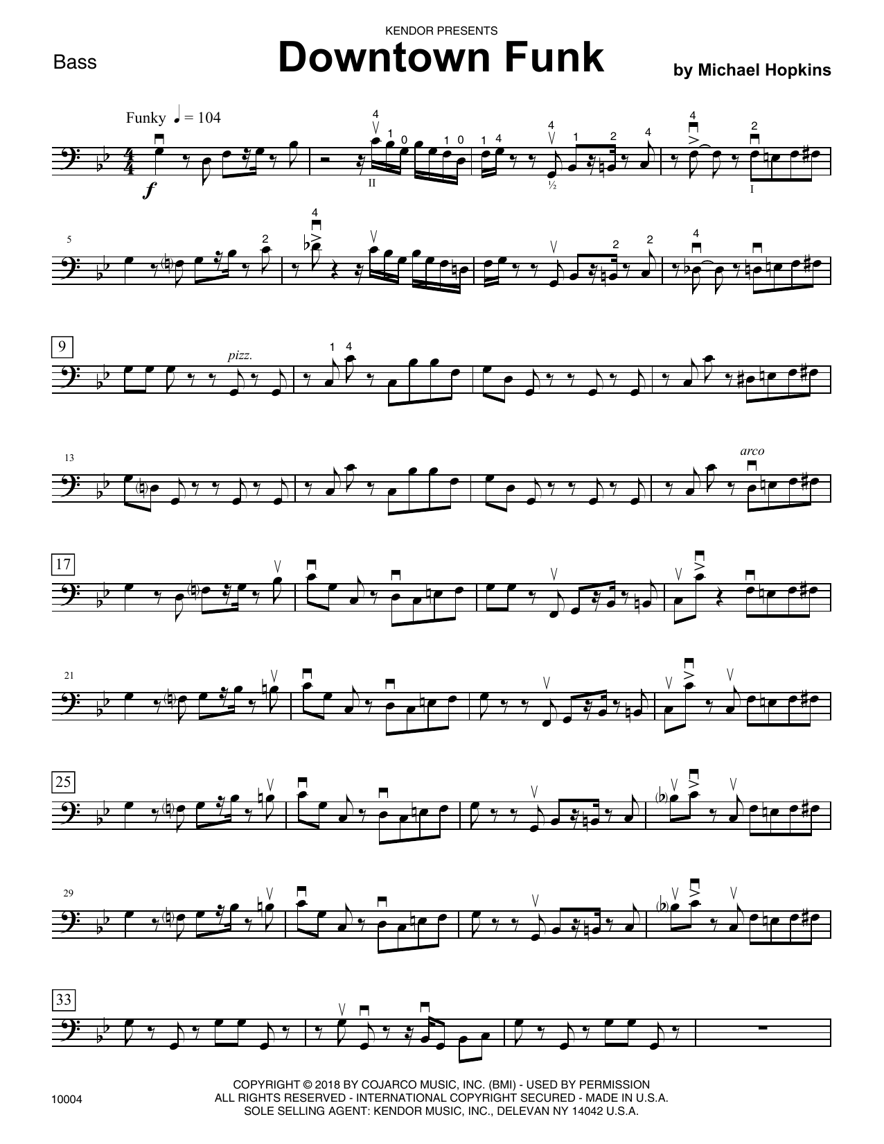 Michael Hopkins Downtown Funk - Bass sheet music preview music notes and score for Orchestra including 3 page(s)