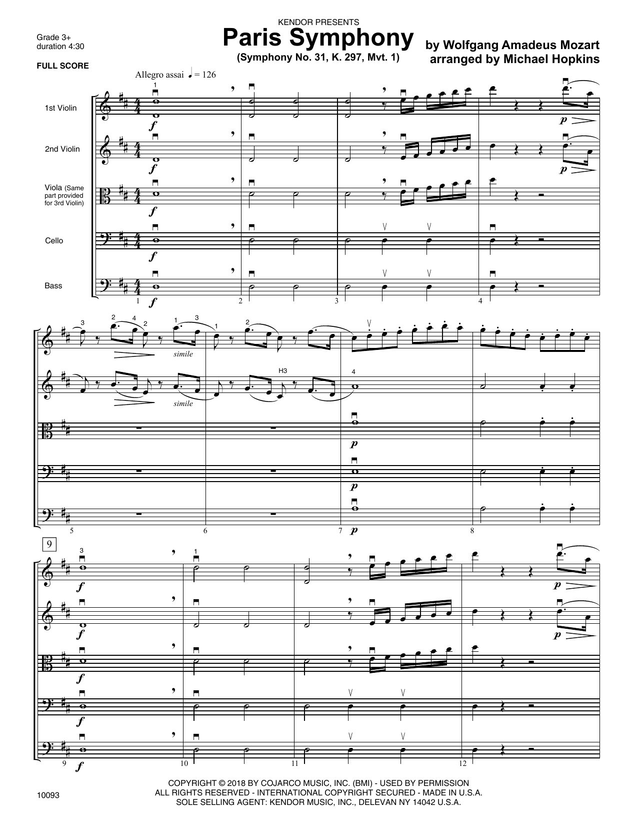 Learn to play Michael Hopkins Paris Symphony (Symphony No. 31, K. 297, Mvt. 1) - Full Score sheet music for Orchestra in minutes. Michael Hopkins Paris Symphony (Symphony No. 31, K. 297, Mvt. 1) - Full Score sheet music preview music notes and score for Orchestra including 13 page(s)