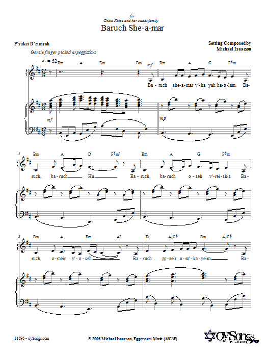 Learn to play Michael Isaacson Baruch She-a-mar sheet music for Melody Line, Lyrics & Chords in minutes. Michael Isaacson Baruch She-a-mar sheet music notes and chords
