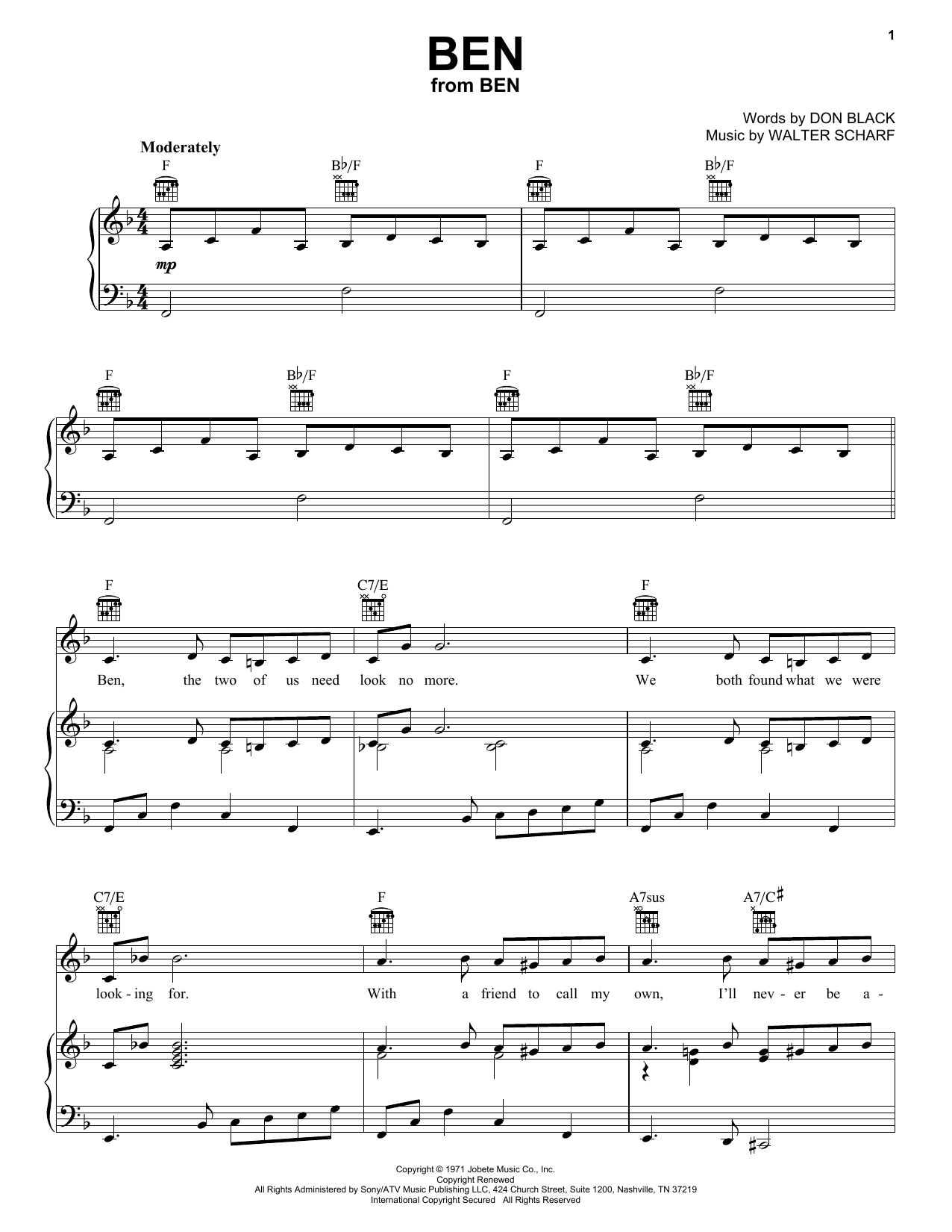 Learn to play Michael Jackson Ben sheet music for Piano in minutes. Michael Jackson Ben sheet music notes and chords