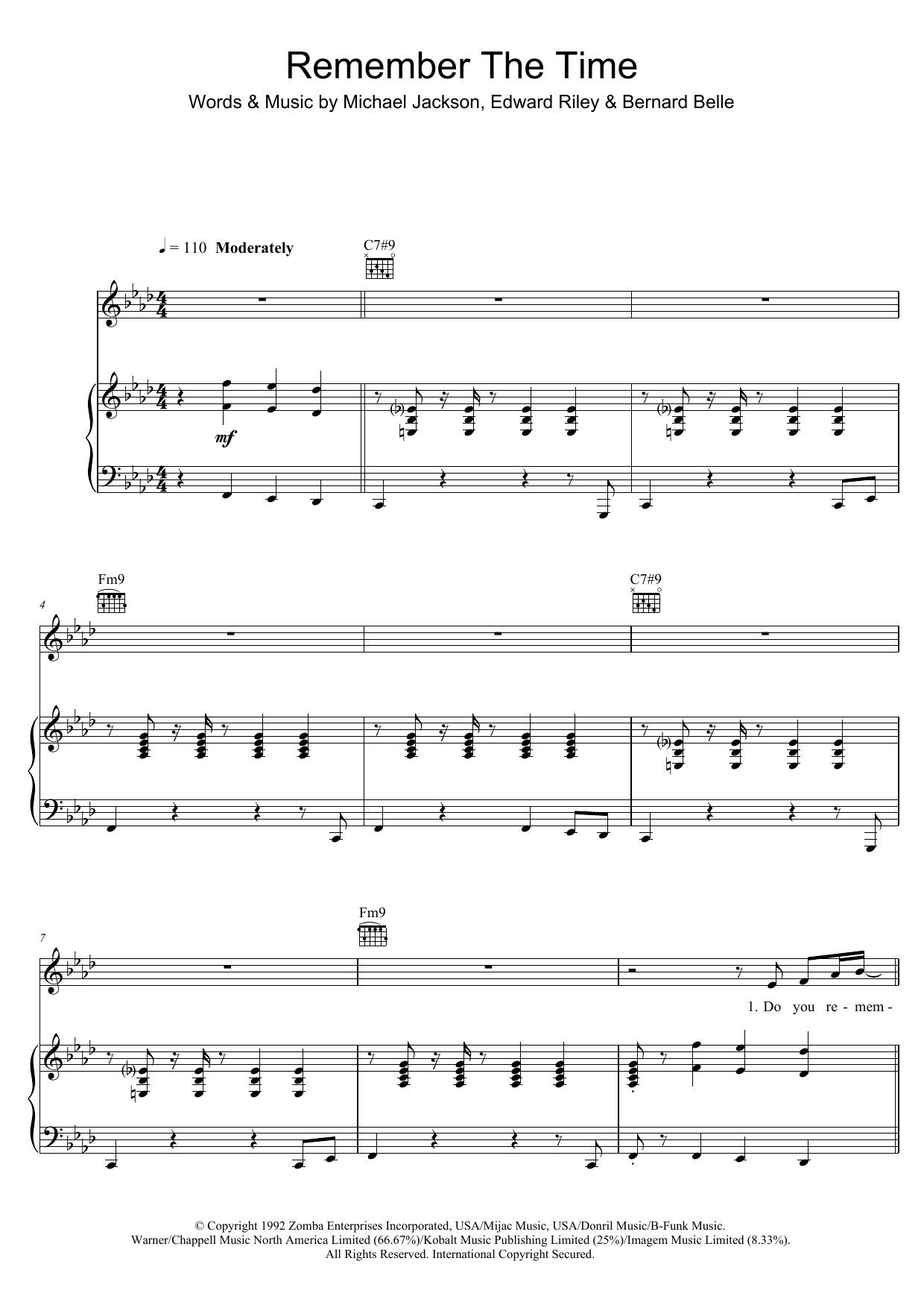 Michael Jackson Remember The Time Sheet Music Download Printable Pdf Music Notes Score Chords
