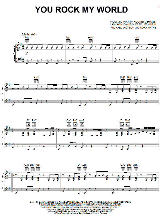 Learn to play Michael Jackson You Rock My World sheet music for Piano, Vocal & Guitar (Right-Hand Melody) in minutes. Michael Jackson You Rock My World sheet music notes and chords