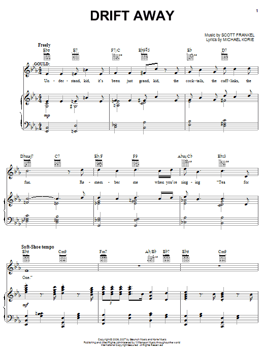 Learn to play Michael Korie Drift Away sheet music for Piano, Vocal & Guitar (Right-Hand Melody) in minutes. Michael Korie Drift Away sheet music preview music notes and score for Piano, Vocal & Guitar (Right-Hand Melody) including 4 page(s)