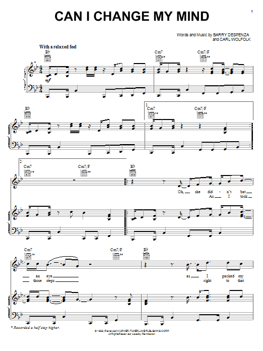 Learn to play Michael McDonald Can I Change My Mind sheet music for Piano, Vocal & Guitar (Right-Hand Melody) in minutes. Michael McDonald Can I Change My Mind sheet music preview music notes and score for Piano, Vocal & Guitar (Right-Hand Melody) including 7 page(s)