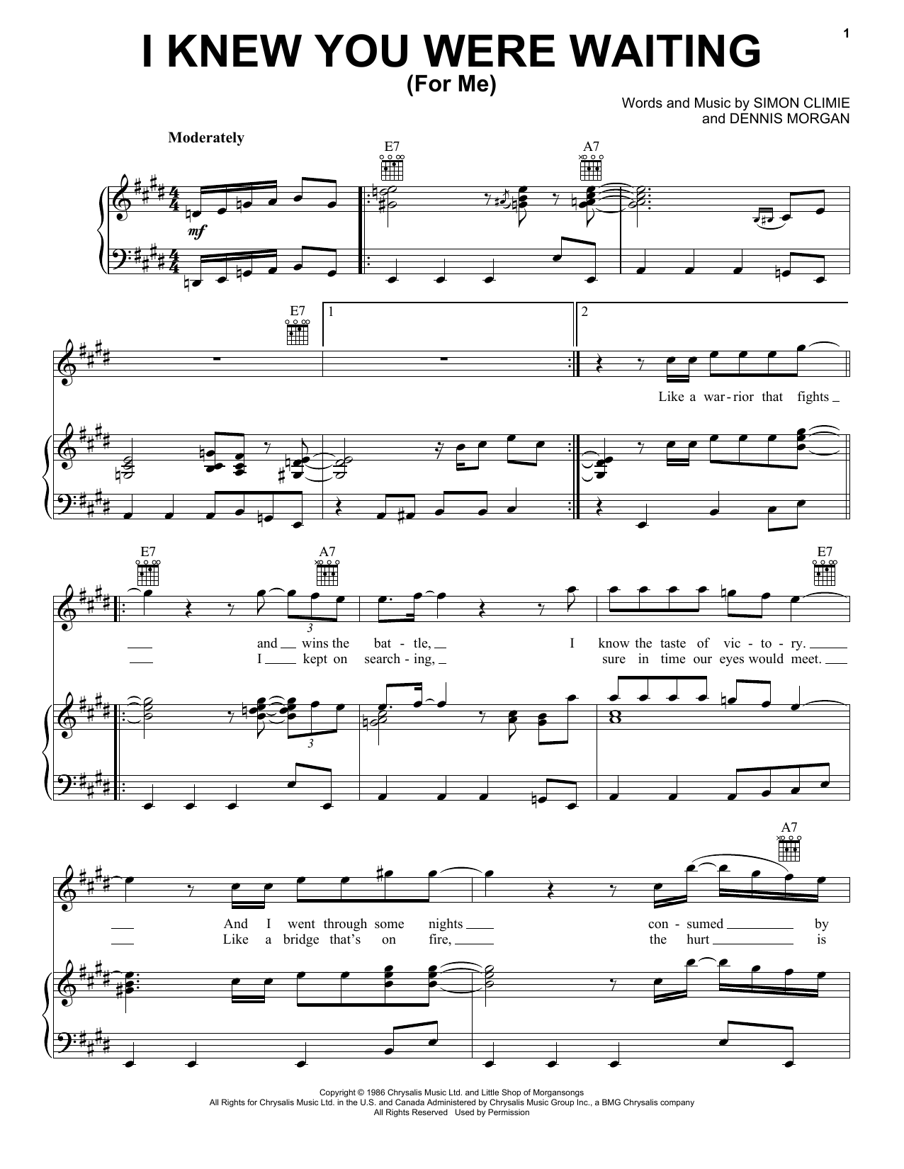 Learn to play Michael McDonald I Knew You Were Waiting (For Me) sheet music for Piano, Vocal & Guitar (Right-Hand Melody) in minutes. Michael McDonald I Knew You Were Waiting (For Me) sheet music notes and chords