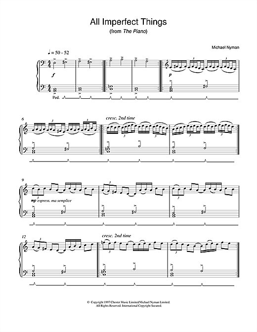 Learn to play Michael Nyman All Imperfect Things (from The Piano) sheet music for Piano in minutes. Michael Nyman All Imperfect Things (from The Piano) sheet music notes and chords