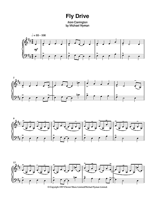 Learn to play Michael Nyman Fly Drive (from Carrington) sheet music for Piano in minutes. Michael Nyman Fly Drive (from Carrington) sheet music notes and chords