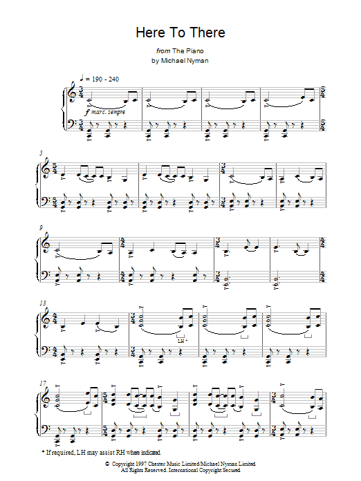 Michael Nyman Here To There (from The Piano) sheet music preview music notes and score for Piano including 4 page(s)