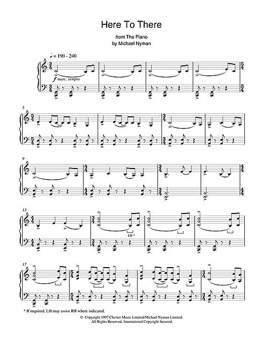 Learn to play Michael Nyman Here To There (from The Piano) sheet music for Piano in minutes. Michael Nyman Here To There (from The Piano) sheet music notes and chords