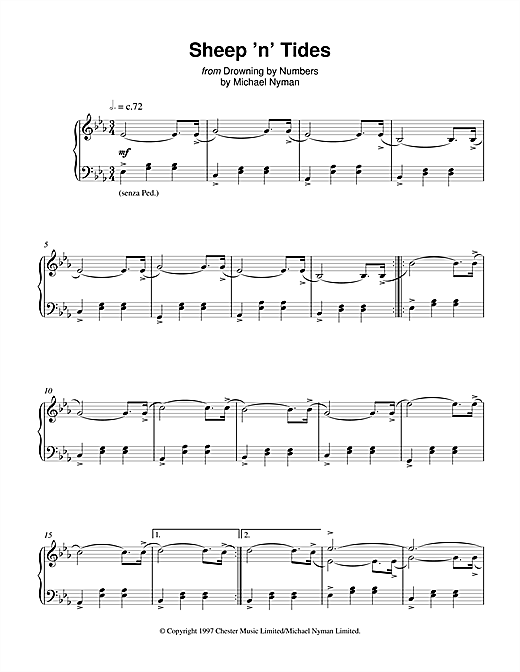 Learn to play Michael Nyman Sheep 'n' Tides (from Drowning By Numbers) sheet music for Piano in minutes. Michael Nyman Sheep 'n' Tides (from Drowning By Numbers) sheet music notes and chords