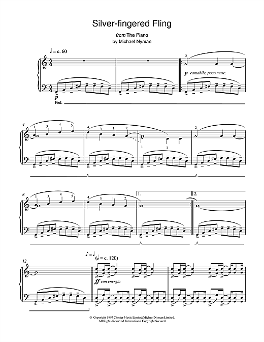 Learn to play Michael Nyman Silver-Fingered Fling (from The Piano) sheet music for Piano in minutes. Michael Nyman Silver-Fingered Fling (from The Piano) sheet music notes and chords