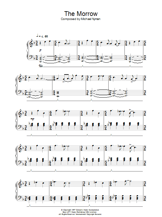 Learn to play Michael Nyman The Morrow (from Gattaca) sheet music for Piano in minutes. Michael Nyman The Morrow (from Gattaca) sheet music preview music notes and score for Piano including 3 page(s)