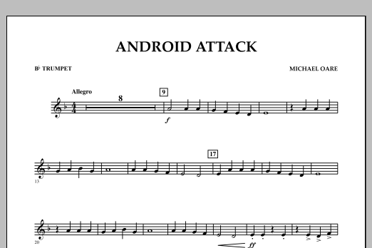 Learn to play Michael Oare Android Attack - Bb Trumpet sheet music for Concert Band in minutes. Michael Oare Android Attack - Bb Trumpet sheet music notes and chords