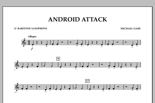 Learn to play Michael Oare Android Attack - Eb Baritone Saxophone sheet music for Concert Band in minutes. Michael Oare Android Attack - Eb Baritone Saxophone sheet music notes and chords
