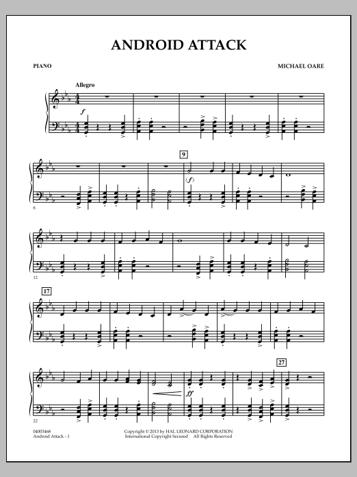 Learn to play Michael Oare Android Attack - Piano sheet music for Concert Band in minutes. Michael Oare Android Attack - Piano sheet music notes and chords