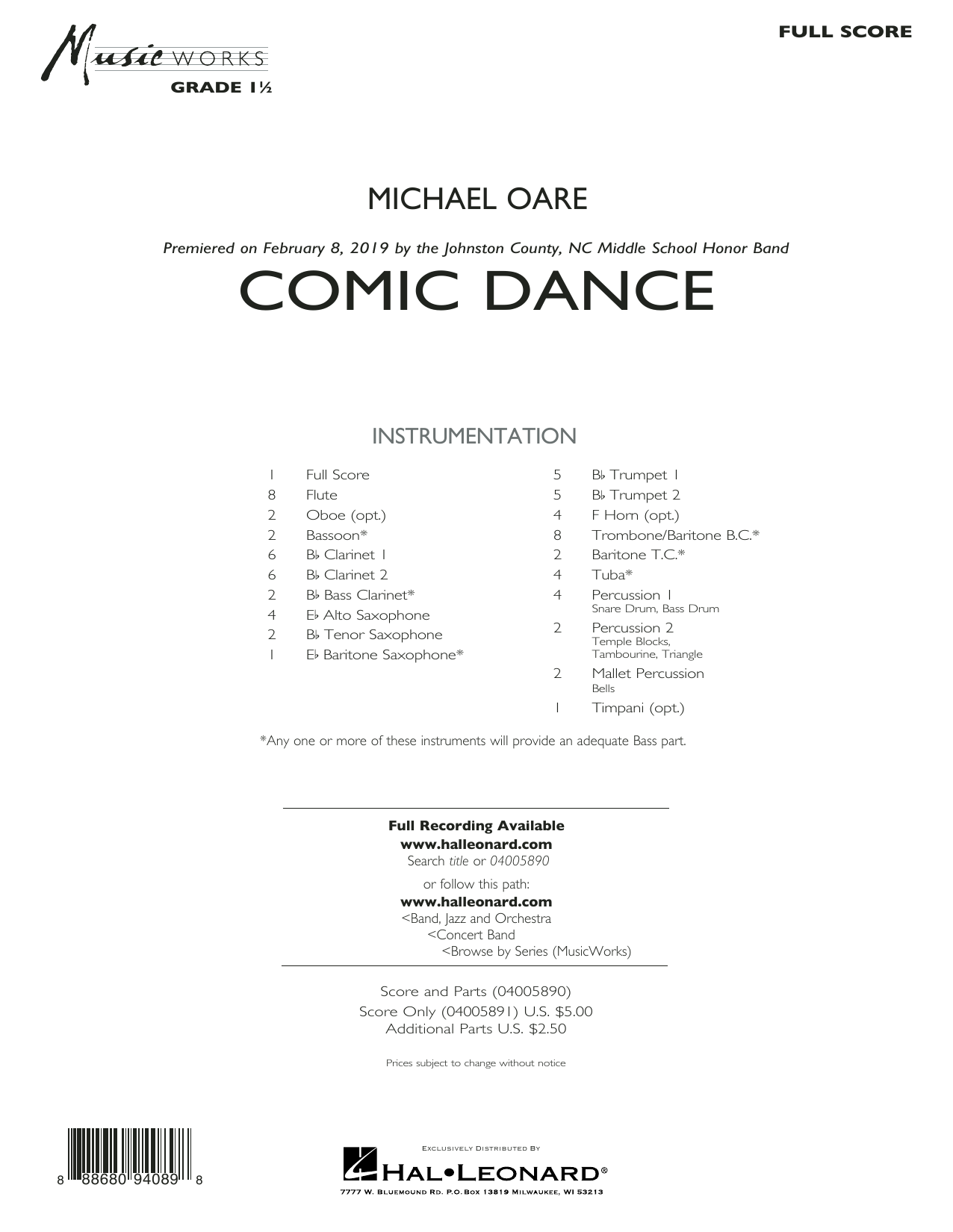 Learn to play Michael Oare Comic Dance - Conductor Score (Full Score) sheet music for Concert Band in minutes. Michael Oare Comic Dance - Conductor Score (Full Score) sheet music preview music notes and score for Concert Band including 11 page(s)
