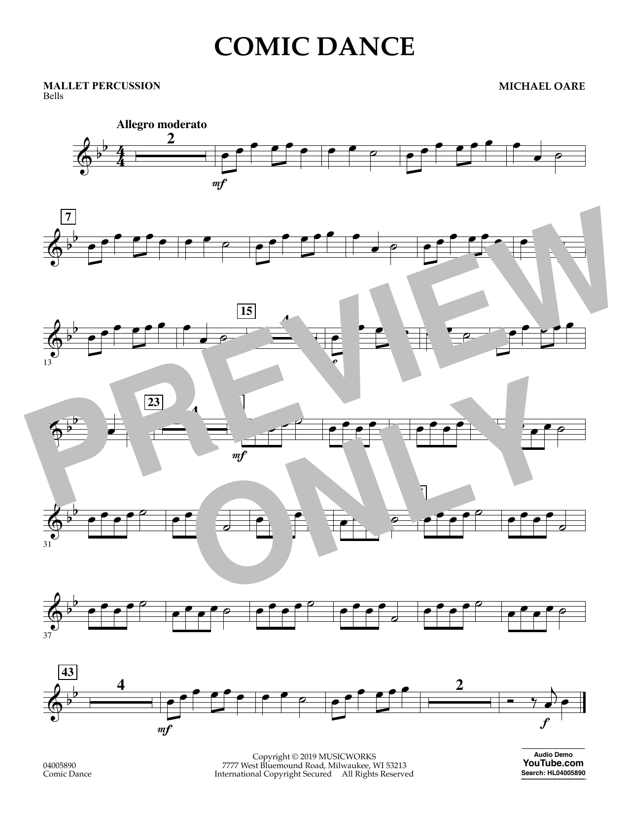 Learn to play Michael Oare Comic Dance - Mallet Percussion sheet music for Concert Band in minutes. Michael Oare Comic Dance - Mallet Percussion sheet music preview music notes and score for Concert Band including 1 page(s)