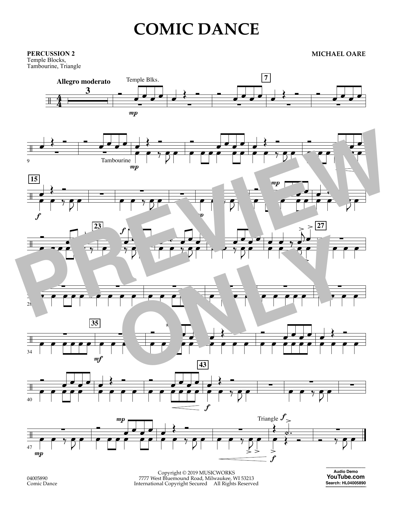 Learn to play Michael Oare Comic Dance - Percussion 2 sheet music for Concert Band in minutes. Michael Oare Comic Dance - Percussion 2 sheet music preview music notes and score for Concert Band including 1 page(s)