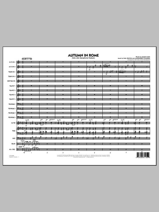 Learn to play Michael Philip Mossman Autumn in Rome - Conductor Score (Full Score) sheet music for Jazz Ensemble in minutes. Michael Philip Mossman Autumn in Rome - Conductor Score (Full Score) sheet music notes and chords