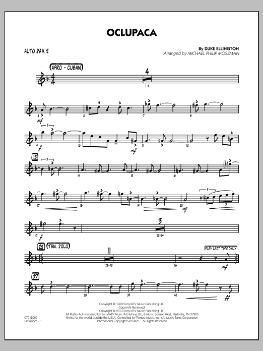 Learn to play Michael Philip Mossman Oclupaca - Alto Sax 2 sheet music for Jazz Ensemble in minutes. Michael Philip Mossman Oclupaca - Alto Sax 2 sheet music notes and chords