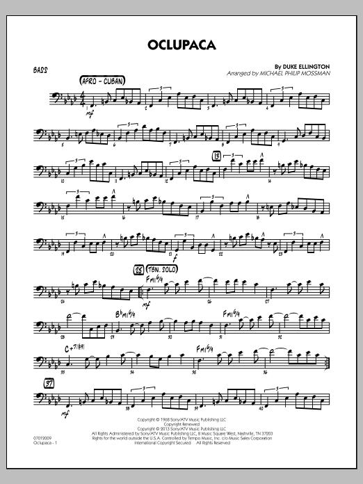 Learn to play Michael Philip Mossman Oclupaca - Bass sheet music for Jazz Ensemble in minutes. Michael Philip Mossman Oclupaca - Bass sheet music notes and chords