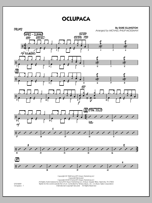 Learn to play Michael Philip Mossman Oclupaca - Drums sheet music for Jazz Ensemble in minutes. Michael Philip Mossman Oclupaca - Drums sheet music notes and chords
