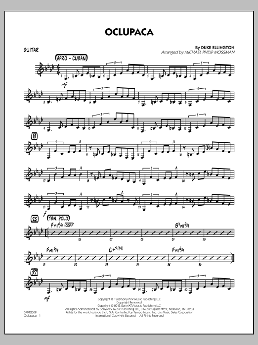 Learn to play Michael Philip Mossman Oclupaca - Guitar sheet music for Jazz Ensemble in minutes. Michael Philip Mossman Oclupaca - Guitar sheet music notes and chords