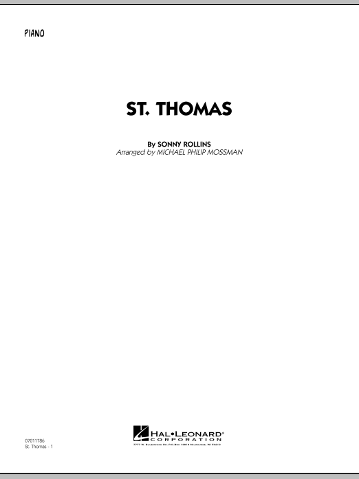 Michael Philip Mossman St. Thomas - Piano sheet music preview music notes and score for Jazz Ensemble including 7 page(s)