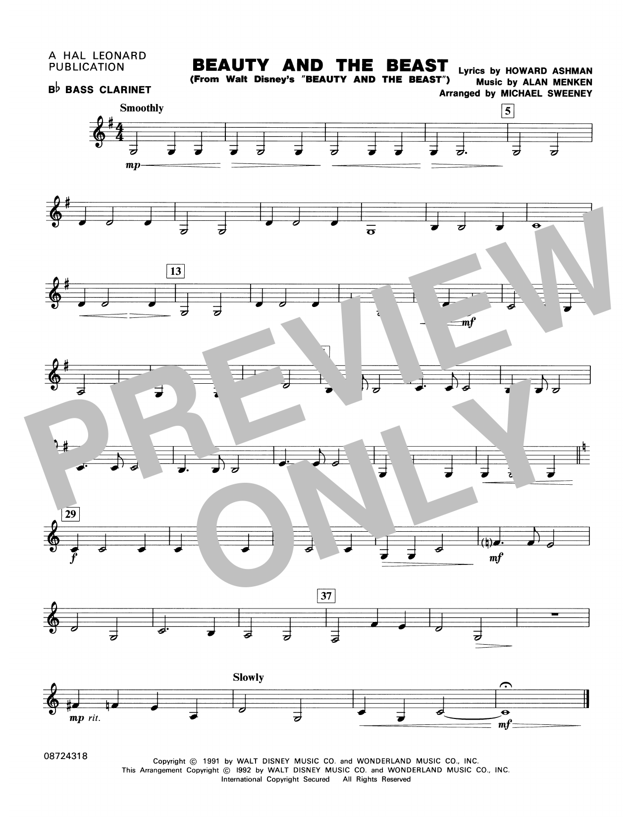 Michael Sweeney Beauty And The Beast Bb Bass Clarinet Sheet Music Download Printable Pdf Music Notes Score Chords 366260