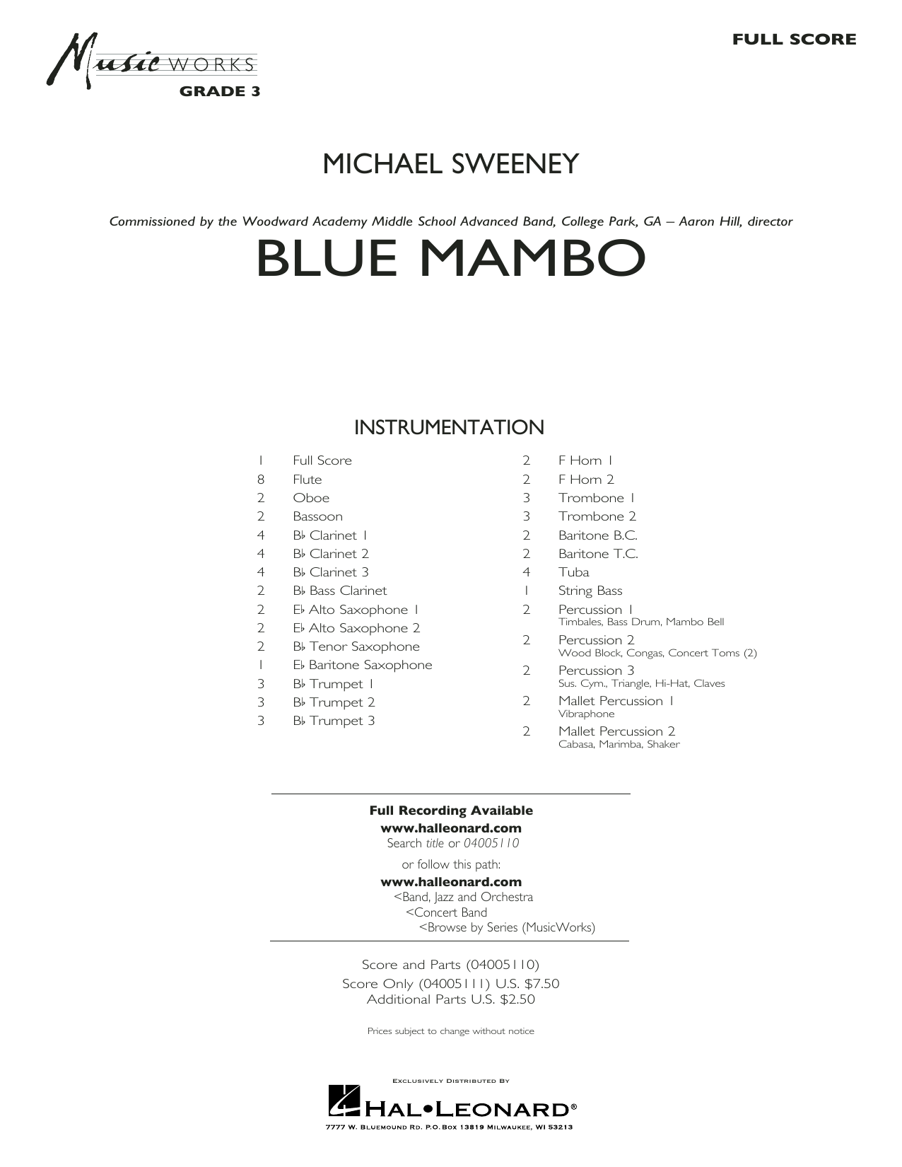 Learn to play Michael Sweeney Blue Mambo - Conductor Score (Full Score) sheet music for Concert Band in minutes. Michael Sweeney Blue Mambo - Conductor Score (Full Score) sheet music preview music notes and score for Concert Band including 28 page(s)