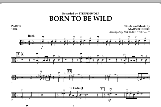 Learn to play Michael Sweeney Born to Be Wild - Pt.3 - Viola sheet music for Concert Band in minutes. Michael Sweeney Born to Be Wild - Pt.3 - Viola sheet music notes and chords