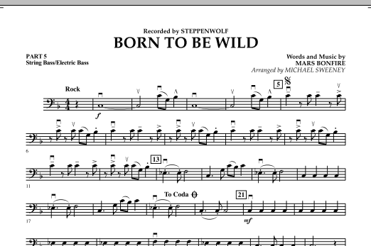 Learn to play Michael Sweeney Born to Be Wild - Pt.5 - String/Electric Bass sheet music for Concert Band in minutes. Michael Sweeney Born to Be Wild - Pt.5 - String/Electric Bass sheet music notes and chords