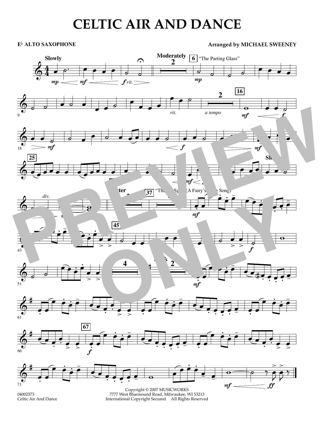 Learn to play Michael Sweeney Celtic Air and Dance - Eb Alto Saxophone sheet music for Concert Band in minutes. Michael Sweeney Celtic Air and Dance - Eb Alto Saxophone sheet music preview music notes and score for Concert Band including 1 page(s)