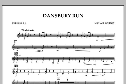 Learn to play Michael Sweeney Dansbury Run - Baritone T.C. sheet music for Concert Band in minutes. Michael Sweeney Dansbury Run - Baritone T.C. sheet music notes and chords