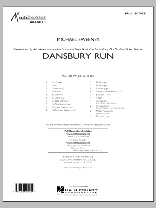 Learn to play Michael Sweeney Dansbury Run - Conductor Score (Full Score) sheet music for Concert Band in minutes. Michael Sweeney Dansbury Run - Conductor Score (Full Score) sheet music notes and chords