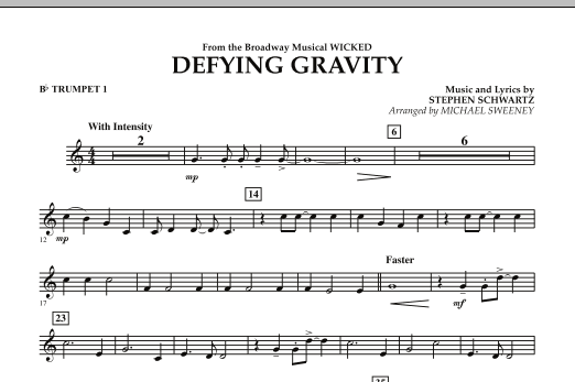 Learn to play Michael Sweeney Defying Gravity (from Wicked) - Bb Trumpet 1 sheet music for Concert Band in minutes. Michael Sweeney Defying Gravity (from Wicked) - Bb Trumpet 1 sheet music preview music notes and score for Concert Band including 1 page(s)