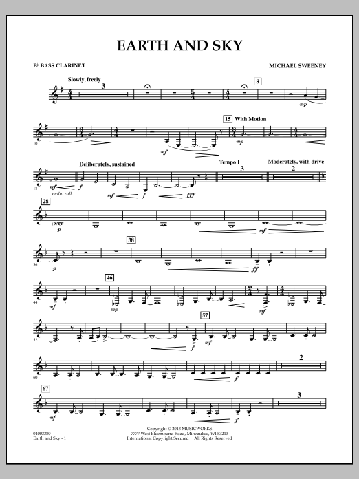 Learn to play Michael Sweeney Earth and Sky - Bb Bass Clarinet sheet music for Concert Band in minutes. Michael Sweeney Earth and Sky - Bb Bass Clarinet sheet music notes and chords