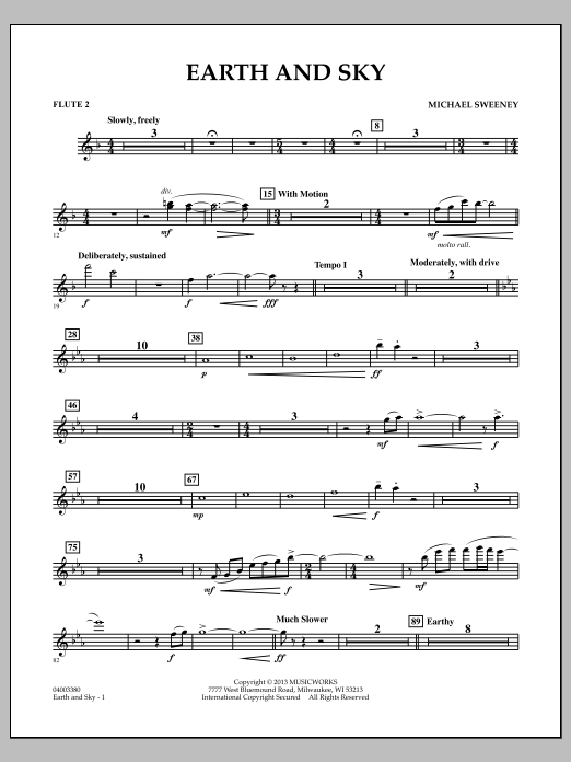 Learn to play Michael Sweeney Earth and Sky - Flute 2 sheet music for Concert Band in minutes. Michael Sweeney Earth and Sky - Flute 2 sheet music notes and chords